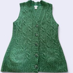 L.L. Bean Green Button-Up Sweater Vest